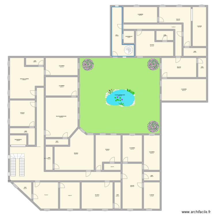 Etage1. Plan de 38 pièces et 708 m2