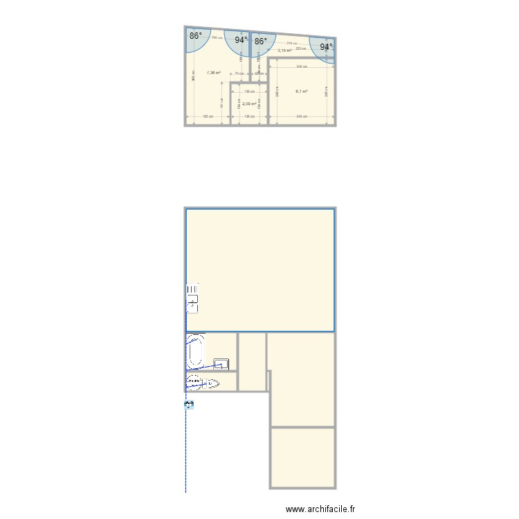 MICHAUT ASS 1458. Plan de 11 pièces et 65 m2