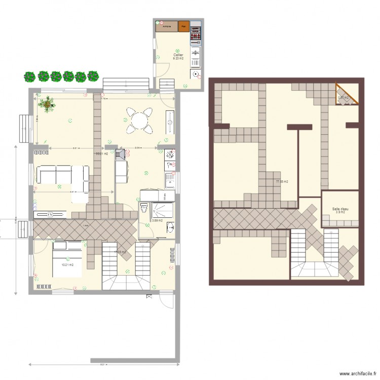 RDC carrelage 1. Plan de 0 pièce et 0 m2