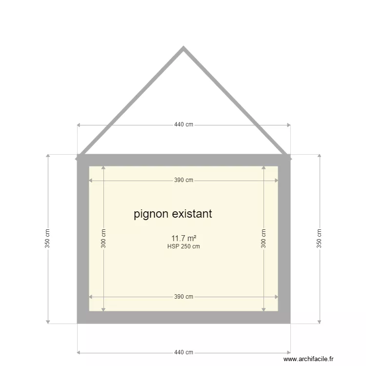 pignon existant. Plan de pignon existant. Plan de