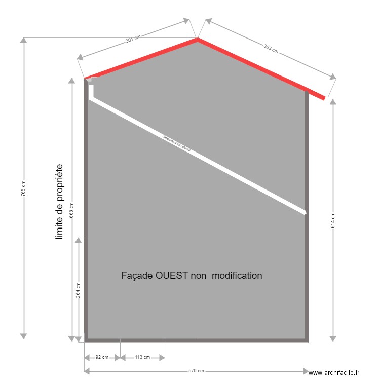 façade ouest  modification. Plan de 0 pièce et 0 m2