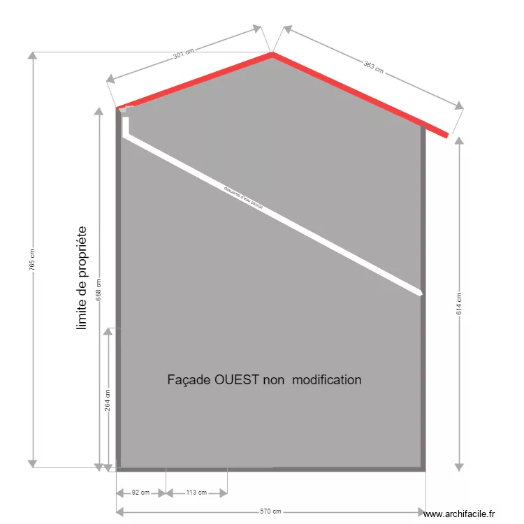 fa&ccedil;ade ouest  modification. Plan de 