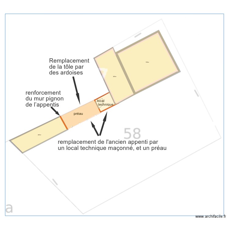 changement préau. Plan de 0 pièce et 0 m2