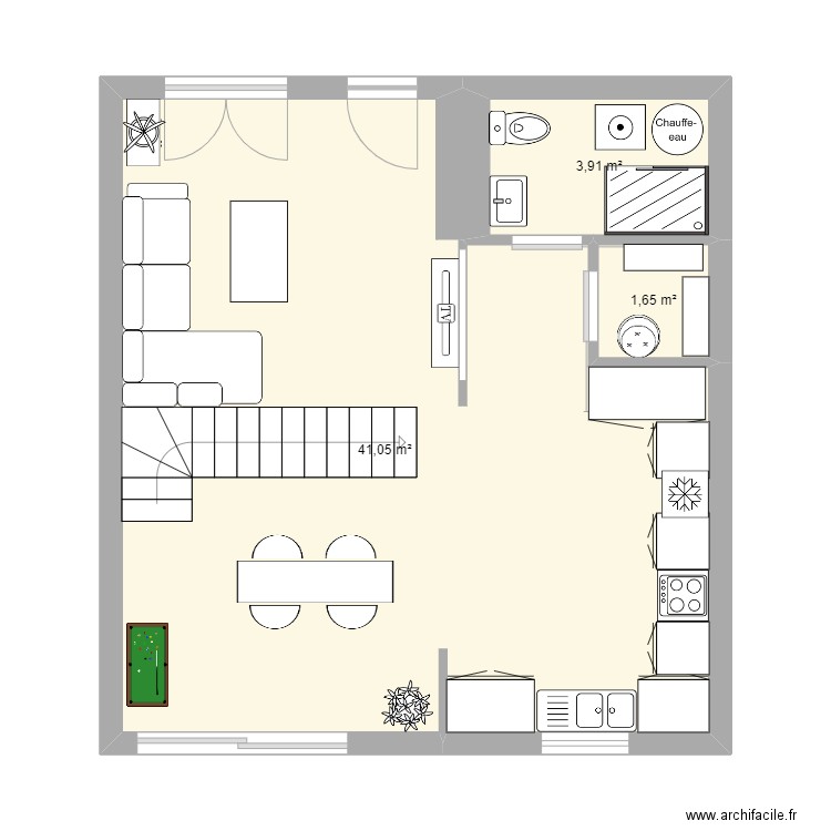 Maison Villenave. Plan de 3 pièces et 47 m2