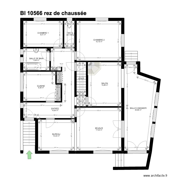 BI 10566. Plan de 25 pièces et 340 m2