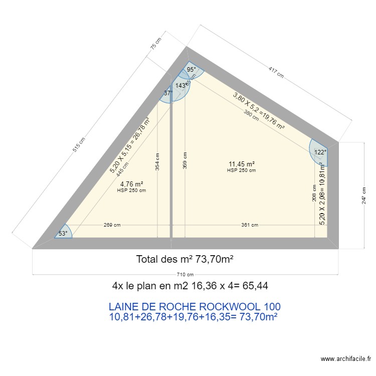 PLAN face. Plan de 2 pièces et 16 m2