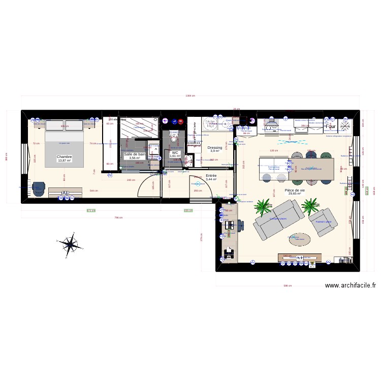 Mon projet. Plan de 8 pièces et 57 m2