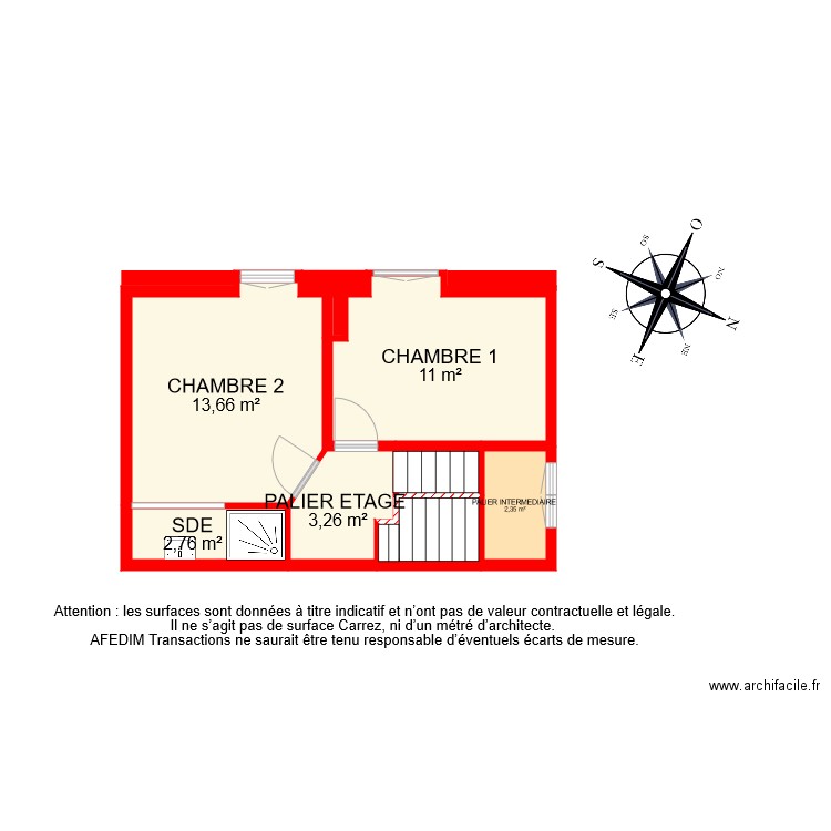 BI 7814 ETAGE . Plan de 8 pièces et 36 m2