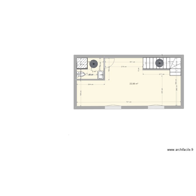 Plan 1er Etage CORNU V1. Plan de 2 pièces et 26 m2