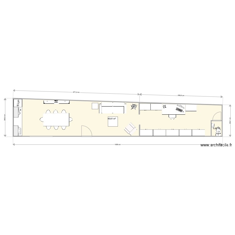 MeBoard HQ. Plan de 2 pièces et 42 m2