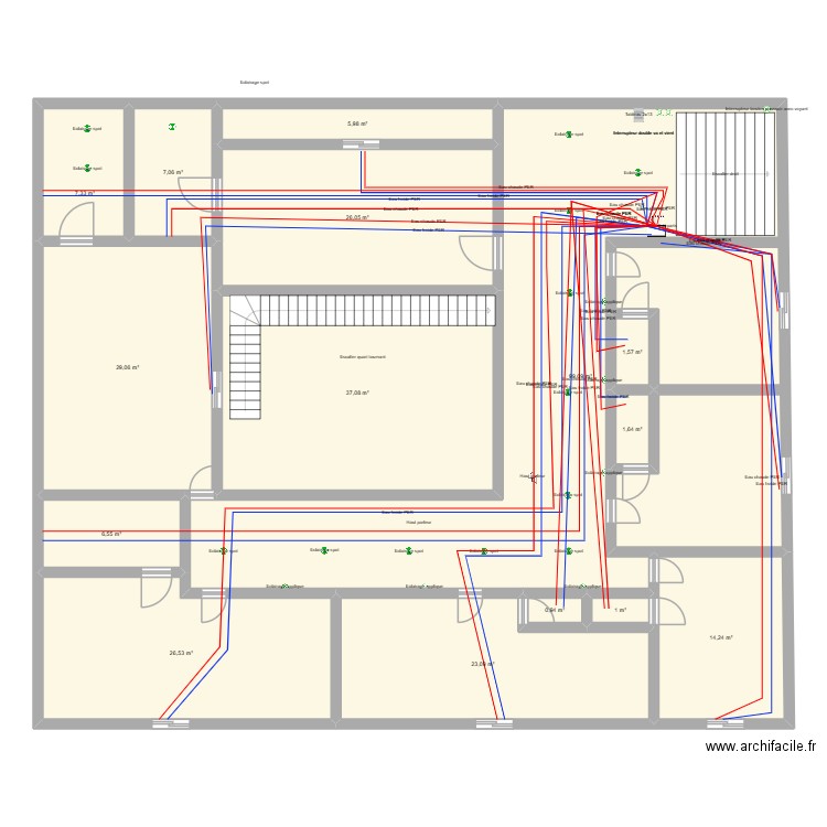 qrt. Plan de 15 pièces et 288 m2