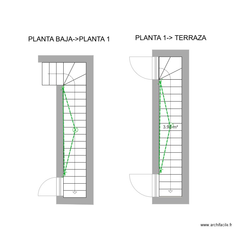 Escaleras. Plan de 0 pièce et 0 m2