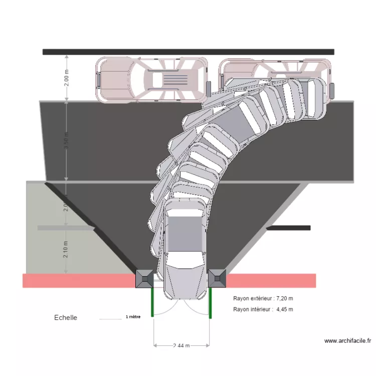 Giration pour entrer L450 l180 E 260 Pa 80 R600. Plan de Giration pour entrer L450 l180 E 260 Pa 80 R600. Plan de