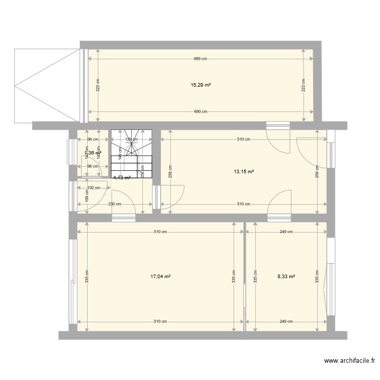 Plan maison Jean Marc. Plan de 6 pièces et 60 m2