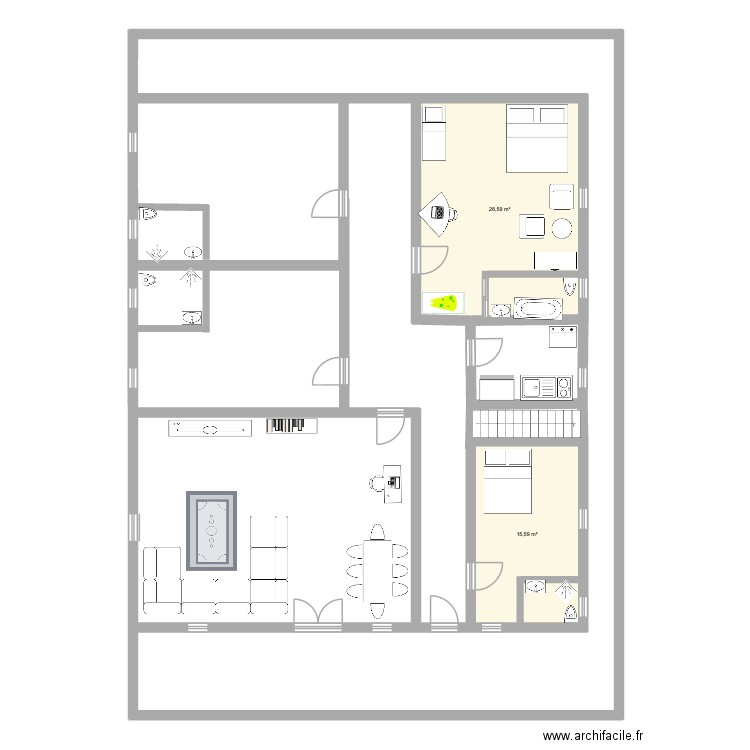 Chez moi. Plan de 2 pièces et 44 m2