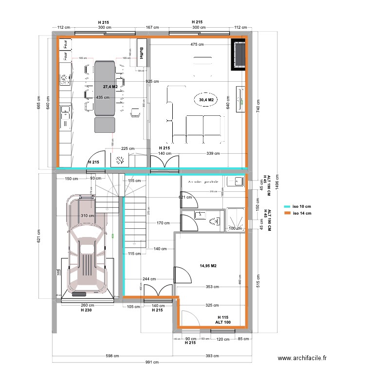 9JF RDCH 05 06 23 INTERIEUR avec iso. Plan de 19 pièces et 257 m2