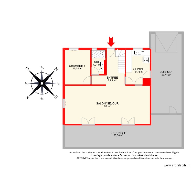 BI8602 RDC. Plan de 8 pièces et 133 m2