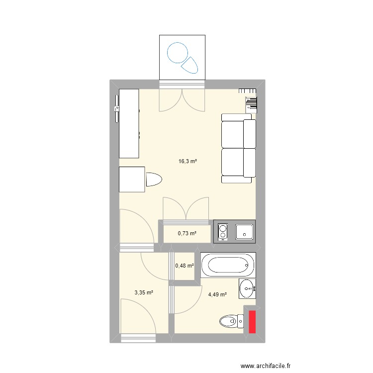 Appartement 2. Plan de 6 pièces et 26 m2