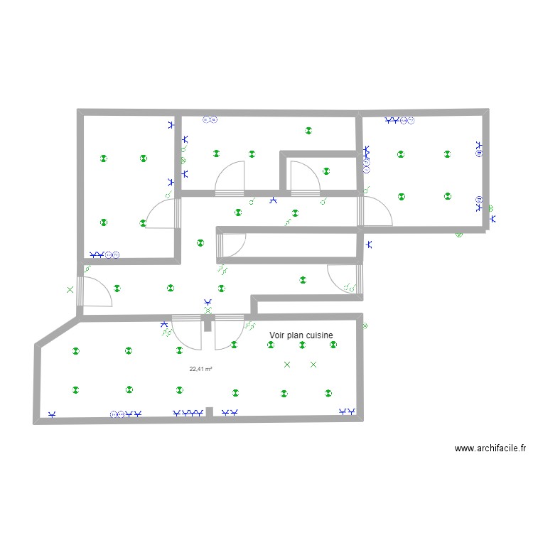 adrien Antoine. Plan de 1 pièce et 22 m2