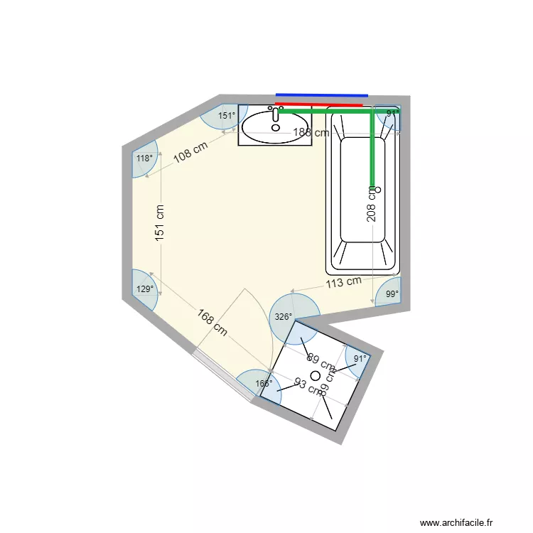 le bris -salle de bains - saint dy&eacute;. Plan de 