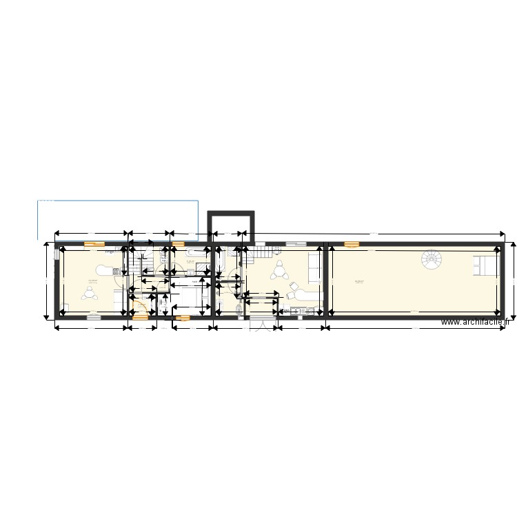 Projet 1 . rez de chaussée maison bleue et petite grange.. Plan de 0 pièce et 0 m2