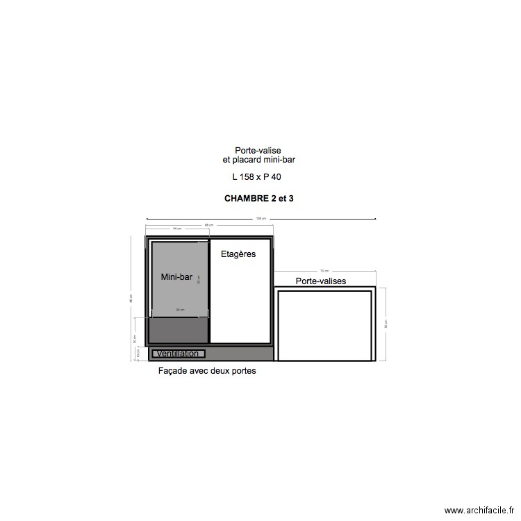 Porte valises mini bar. Plan de 0 pièce et 0 m2