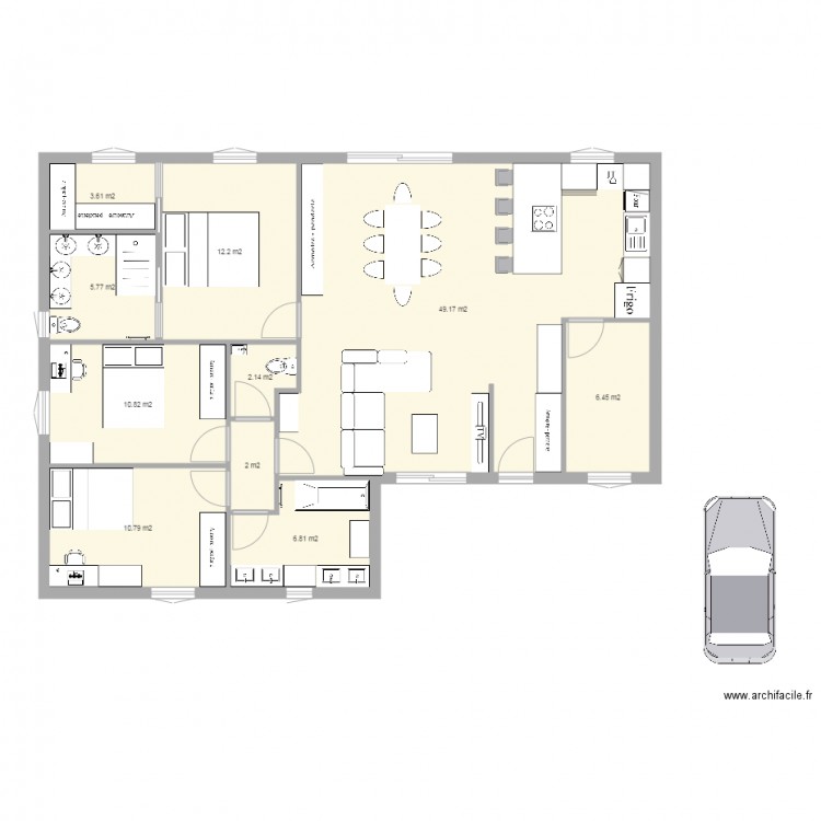 maison avec porche. Plan de 0 pièce et 0 m2