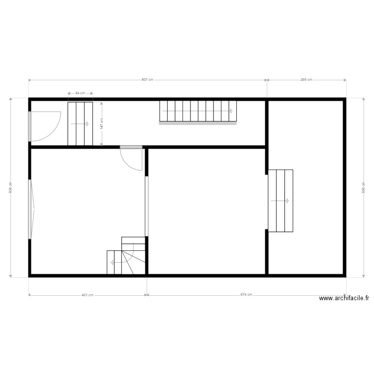 Chantier Schaerbeek . Plan de 3 pièces et 60 m2