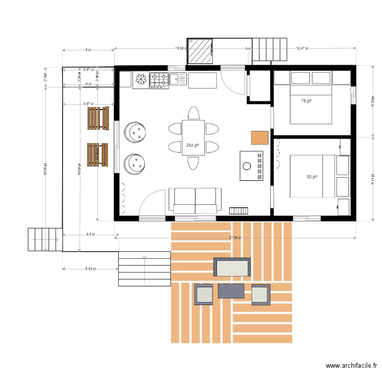 plan 2. Plan de 3 pièces et 41 m2