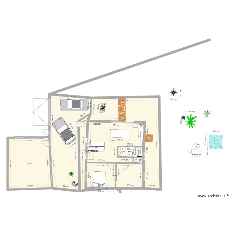 cuisine optimisé 2 t3. Plan de 10 pièces et 188 m2