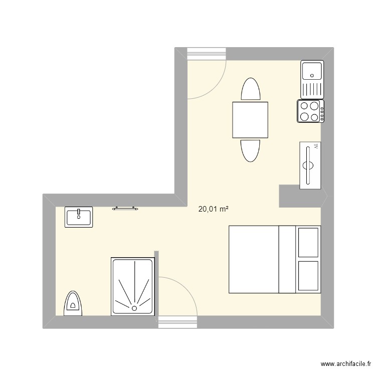 air b and b. Plan de 1 pièce et 20 m2