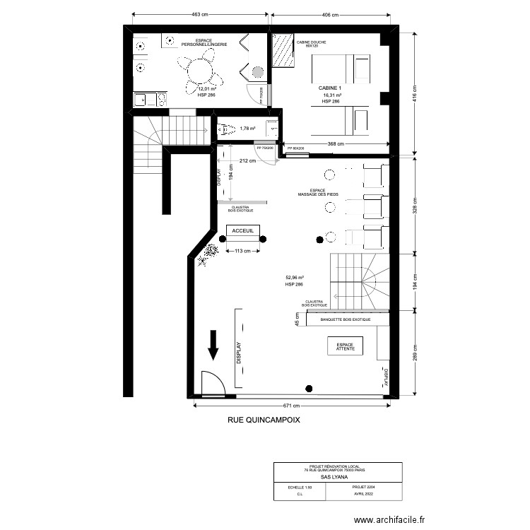 etage projet. Plan de 4 pièces et 83 m2
