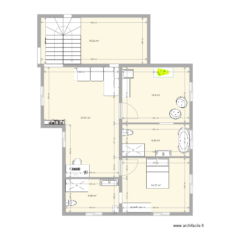 Etage meublé. Plan de 0 pièce et 0 m2