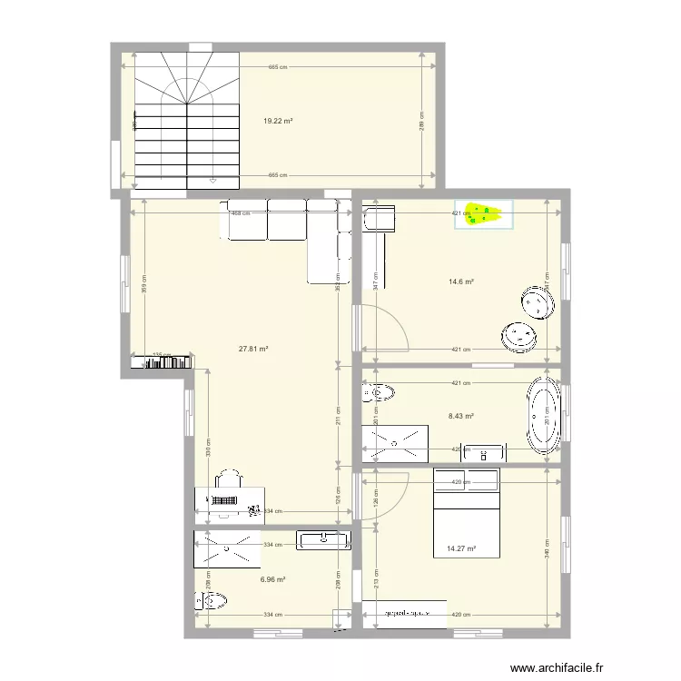 Etage meubl&eacute;. Plan de 