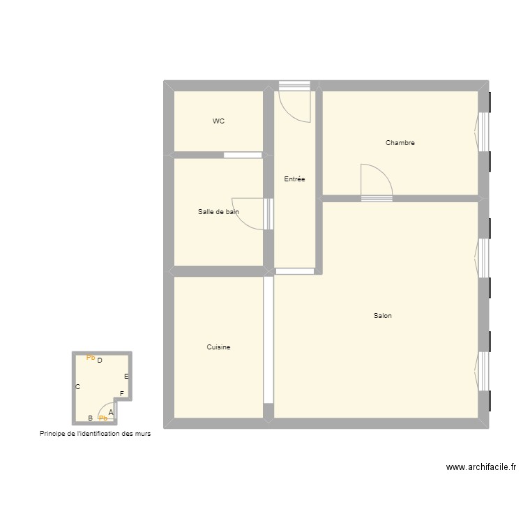 Croquis N6. Plan de 7 pièces et 62 m2