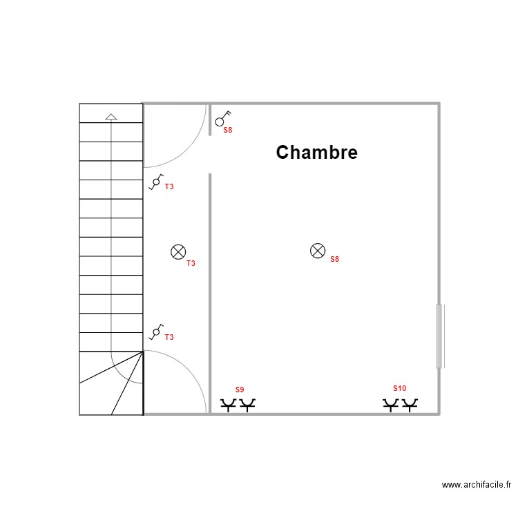 chambre. Plan de 1 pièce et 15 m2