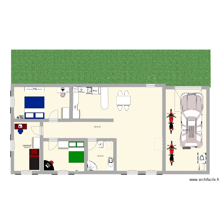 maison maman. Plan de 4 pièces et 128 m2