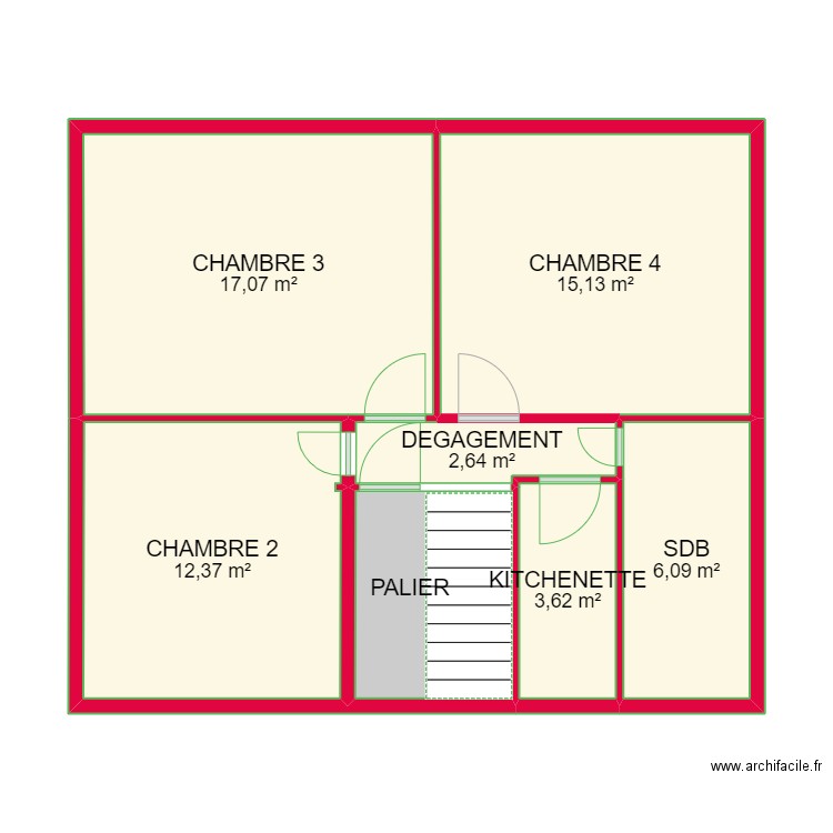 BI 8882. Plan de 7 pièces et 63 m2