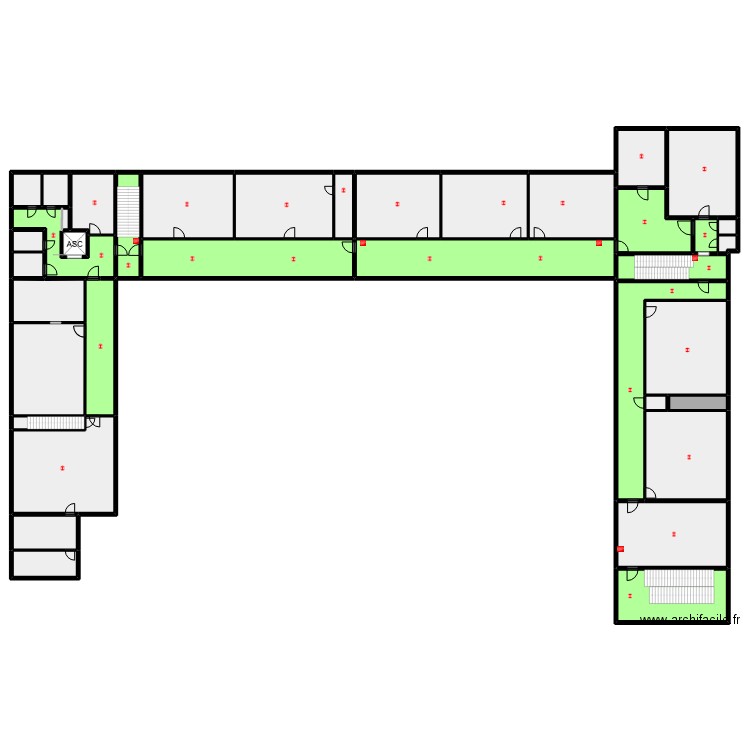 A niv. 3 - Plan de base ok. Plan de 38 pièces et 1006 m2