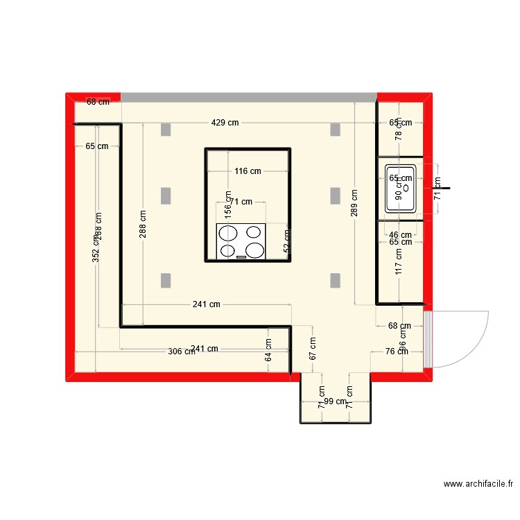 cuisine 111. Plan de 6 pièces et 21 m2