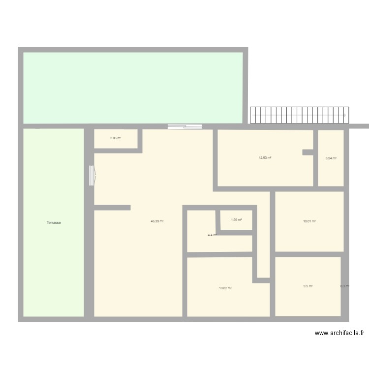 Terrasse en L. Plan de 0 pièce et 0 m2