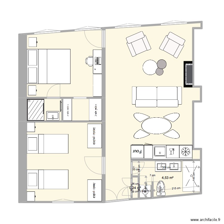 ST SULPICE 5. Plan de 7 pièces et 57 m2