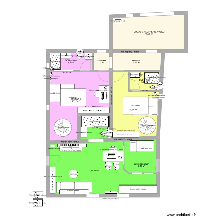 plan RDC PILLET V4 version jojop. Plan de 10 pièces et 104 m2