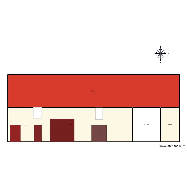 Façade ouest 1. Plan de 4 pièces et 195 m2