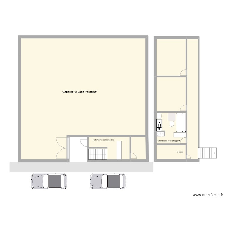 Arkham, Immeuble de John Sheppard. Plan de 7 pièces et 205 m2