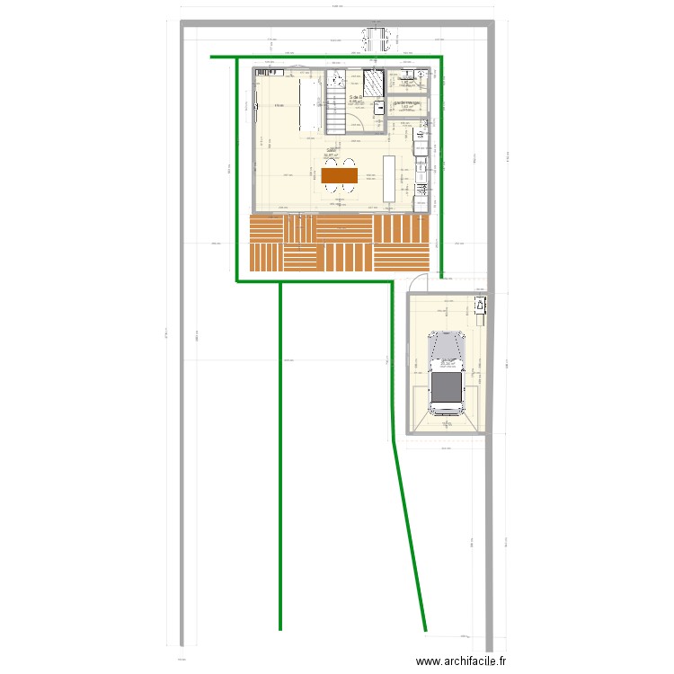 maison avec drainage et garage. Plan de 10 pièces et 110 m2