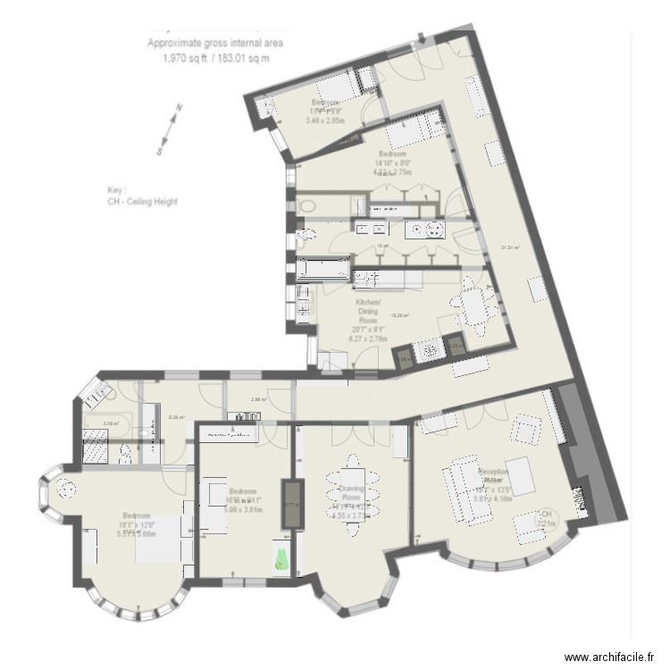 FitzJames. Plan de 0 pièce et 0 m2