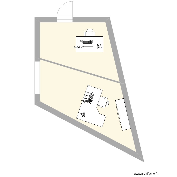 plan agence pornichet origine. Plan de 2 pièces et 21 m2