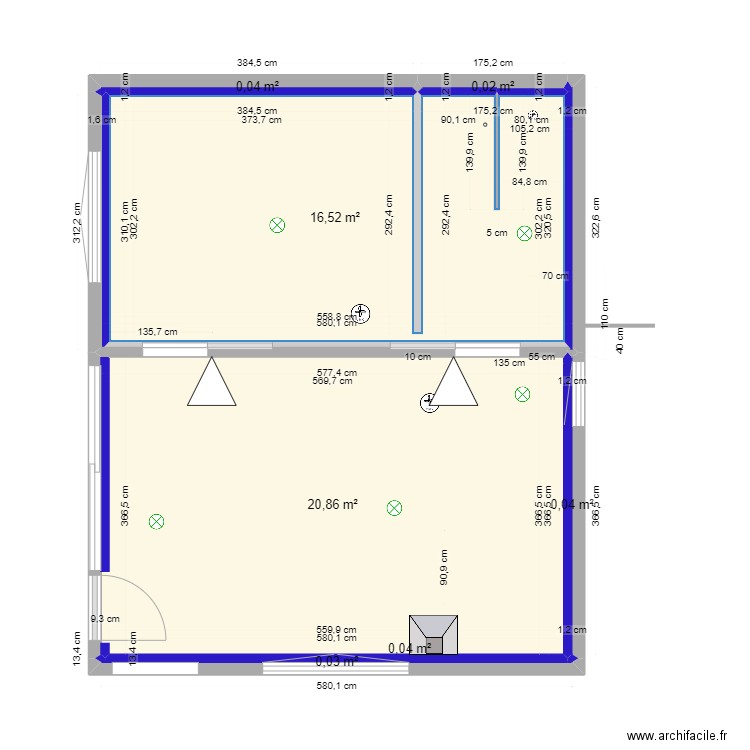 Plan PM 12 nu . Plan de 7 pièces et 38 m2