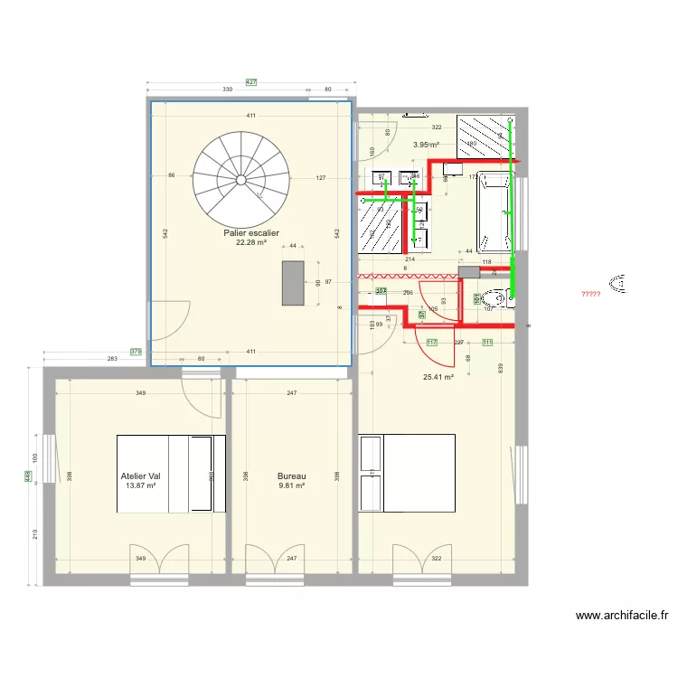 3 chambres &eacute;tage test 2. Plan de 